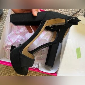 Platform black suede heels size 7